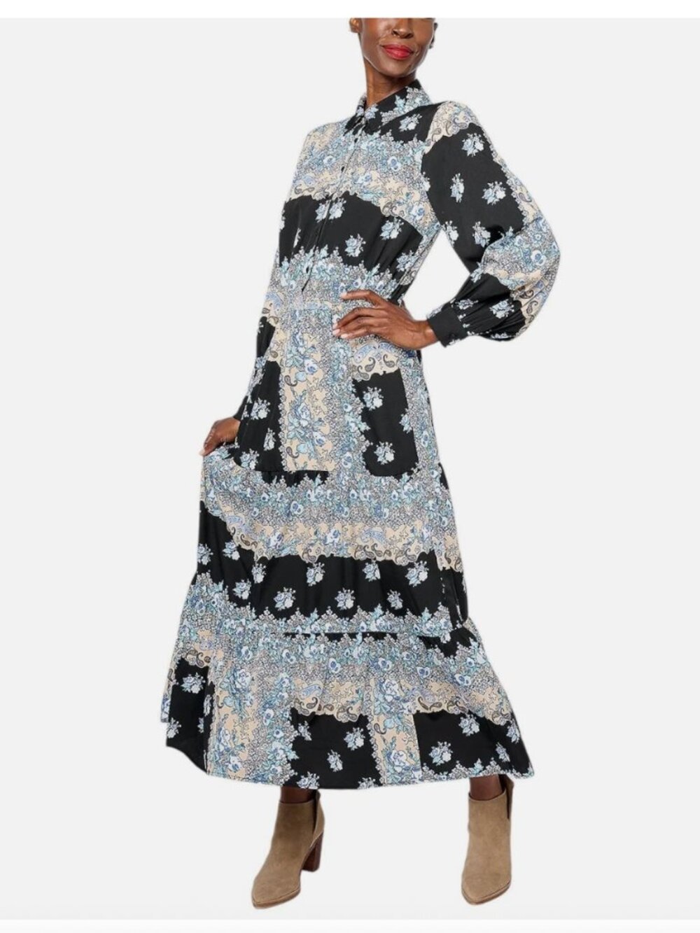 Destination 365 Printed Button-Front Maxi Dress